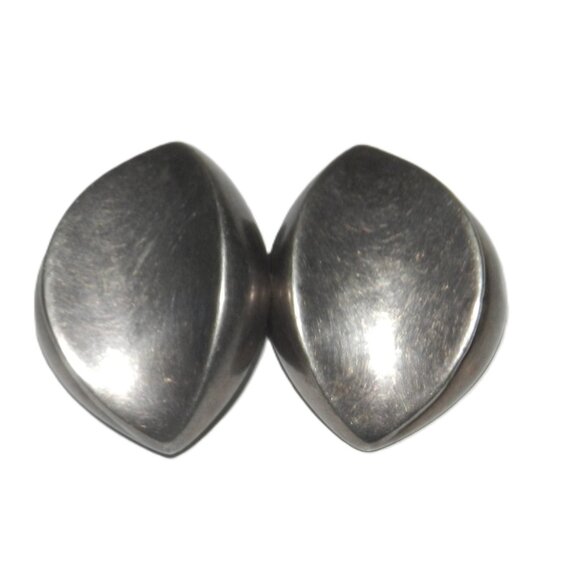 Vintage Bayanihan Sterling Silver Clip On Earrings Abstract Hollow 17.6 G Signed - Picture 1 of 10